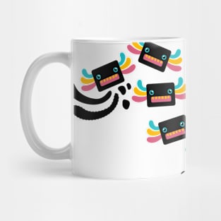 Cute Black and Rainbow Axolotls and Whirls Mug